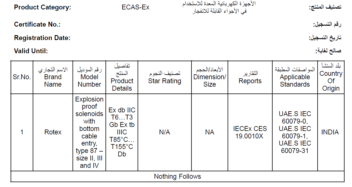 ROTEX SOLENOID VALVES ARE NOW ECAS CERTIFIED